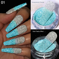 1Box Silver Reflective Nail Powder Color-Change Reflection Glitter Shinning Crystal Rhinestone Powder UV Gel Polish Chrome Dust