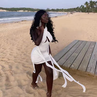 Beach Dress Bandage Ruched Mini Dresses - Divine Diva Beauty