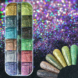 12 Grids Opal Dream Crystal Sequins Nail Flake Galaxy Iridescent Aurora 3D Paillette for Winter Autumn Manicure Decoration