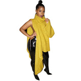 Elegant Women Winter Autumn Streetwear One Long Sleeve Asymmetrical Yellow Turtleneck INS Pullovers Sweater Jumpers