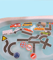 23 Pc Children Baby Bath City Traffic Car Road Rail Puzzle bby