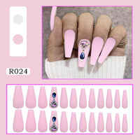 24pcs Marble Grey Fake Nails French Ballerina Long Gradient Design Artificial False Nails Full Coverage Detachable Nails Art - Divine Diva Beauty