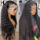 Transparent Lace Front Human Hair Wig Brazilian Deep Wave Lace Frontal Wig Loose Water Curly Human Hair Wig