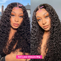 Transparent Deep Wave Frontal Wig 13X4 Deep Curly Lace Front Human Hair Wigs Cranberry 4X4 Deep Wave Closure Wig Pre Plucked