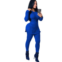 O Neck Full Sleeve Suit Two Piece set Knitting Solid Outfit plus size avail