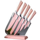Chef's Knife Fruit Knife Vegetable Knife Diamond Carving Knife Set Color Knife Pink Delt Knife Holder 6 Macarons Kitchen