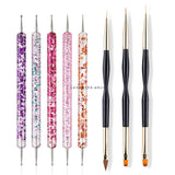 Multiple nail art nail brush Design Tip Drawing Carving Dotting Nail Pen Builder Flat Liner Acrylic Gel Polish Manicure