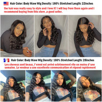 13X4 Malaysian Body Wave Lace Front Human Hair Wigs 180 Density Transparent Lace Frontal Wig Preplucked