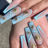 24pcs/box fake nails with Glue Detachable Long Ballerina False Nails With Design Wearable Fake Nails Full Cover Nail Tips