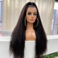 360 HD Kinky Straight Glueless Frontal Wigs 13x4 Lace Front Human Hair Wig Yaki Brazilian Virgin Pre Plucked - Divine Diva Beauty