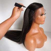 Light Yaki 13x4 Lace Front Human Hair Wigs 13x6 Preplucked Straight Brazilian Remy 4x4 Closure Wig 180% 250% Density 13x1 T Part