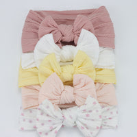 5 Cable Knit Bow Baby Headbands Elastic Nylon Baby Girl Head bby