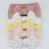 5 Cable Knit Bow Baby Headbands Elastic Nylon Baby Girl Head bby