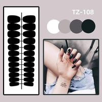 24pcs/box Fake Nails With Design Tai Chi White Black Full Cover Acrylic Press On Fake Nails Sets With Glue Long Artifical Nails - Divine Diva Beauty