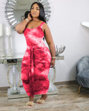 Tie Dye Print Long Dress Plus Size avail Sleeveless Gradient Elastic Casual Dress