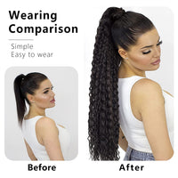 Synthetic Long Kinky Curly Ponytail Synthetic Drawstring Ponytail Clip-In Hair Extension