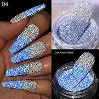 1Box Silver Reflective Nail Powder Color-Change Reflection Glitter Shinning Crystal Rhinestone Powder UV Gel Polish Chrome Dust