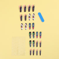 3D fake nails press on faux ongles long french coffin tips Star Celestial Eye designs DIY manicure accessories false nails