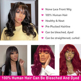 Human Hair Wigs With Bangs Body Wave Wig With Bangs Full Machine Made Wig Brazilian Remy Human Hair Wigs Glueless