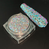 1Box Silver Reflective Nail Powder Color-Change Reflection Glitter Shinning Crystal Rhinestone Powder UV Gel Polish Chrome Dust