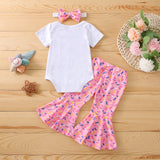 Newborn Infant Baby Girl Clothes Donut Print Letter Birthday Outfit bby