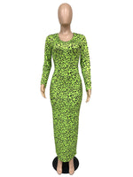 Serpentine Snake Print Long Sleeve Hooded Maxi Dress