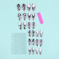 3D fake nails press on faux ongles long french coffin capsule tips DIY manicure decoration spider web design false nail kit