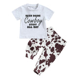 Short Sleeve Round Neck Letters Print outfit bby