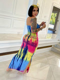 Tie Dye Tube Bodycon Maxi Dress