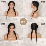 24 Inches Braided Wigs With Baby Hair Dutch Cornrow Box Braid Wigs Lace Front - Divine Diva Beauty