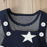Striped Top& Stars Printed Overalls outfit bby