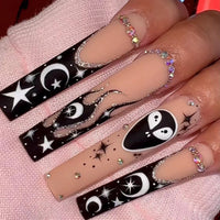 24pcs/box fake nails with Glue Detachable Long Ballerina False Nails With Design Wearable Fake Nails Full Cover Nail Tips