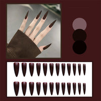 24pcs Long Stiletto False Nails Flower Tree Wearable French Fake Nails Press On Nails Leopard print Design Manicure Tips - Divine Diva Beauty