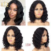 Body Wave Short Bob 13x1 Lace Frontal Human Hair T Part  Lace Wigs Wavy Brazilian Remy Hair Black Blond Brown Color