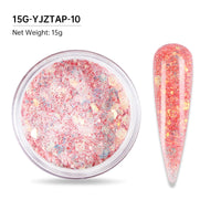 15g Nail Art Acrylic Powder Mixed Mermaid Hexagon Chunky Glitter Sequins For Nail Extended Builder Sculpture Gel Polish Manicure