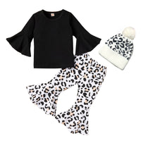 Baby Girl Clothes Tops Leopard Print Bell-bottomed Pnts bby