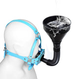 Funnel Oral Enema Drool Plug Gag BDSM Toilet Open Mouth Gag Mask Hood PU Leather Head Harness Bondage Adult Game Sex Toys