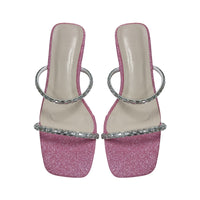 Low Heeled Sandals Diamond Studded Women's shoes