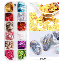 12 Grids Opal Dream Crystal Sequins Nail Flake Galaxy Iridescent Aurora 3D Paillette for Winter Autumn Manicure Decoration