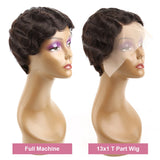 Brazilian Body Wave Short Bob Pixie Cut Wig 13x1 Transparent T Part Lace Human Hair Wigs  Preplucked - Divine Diva Beauty