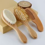 Newborn Baby Wooden Brush Baby Natural Wool Comb Newborn Hair Brush Infant Head Massager bby