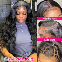 HD Transparent Lace Front Human Hair Wigs  Pre plucked 13x6 180% Brazilian Body Wave Lace Frontal Wigs With Baby Hair