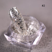 1Box Silver Reflective Nail Powder Color-Change Reflection Glitter Shinning Crystal Rhinestone Powder UV Gel Polish Chrome Dust