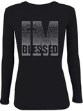 Plus Size T-Shirts Rhinestone graphic long sleeve T-shirt Casual