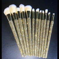 12Pcs/lot Diamond-studded Makeup Brushes Gems Makeup Beauty Tools Full Diamond Loose Powder Repairing Brush Concealer Brush - Divine Diva Beauty