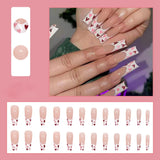 24pcs Detachable Long Ballet Nail Pink Gradient Shiny Heart Broken Diamond Coffin False Nails Press On Nails Ballerina Fake Nail