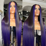 ****sale***Highlight Wig Colored 1b/Purple Ombre T Part Lace Front Human Hair Wigs 30 Inch Brazilian Straight Lace Closure Wig