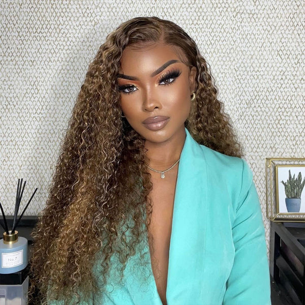 13x4 Highlight Wig Curly Human Hair Hd Lace Deep Wave Frontal Wigs Brazilian 30 Inch Water Wave Honey Blonde Front Wig
