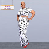 Plus Size avail Dot Short Sleeve Casual Two Piece set