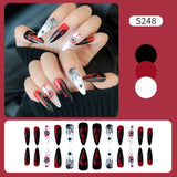 24Pcs Halloween Black Ghost Long Ballet False Nails With Heart Blood Design Halloween Press On Nails Detachable Full Cover Nails